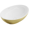 Mexen Elza lavabo à poser 40 x 33 cm, motif blanc/or lignes - 21014017