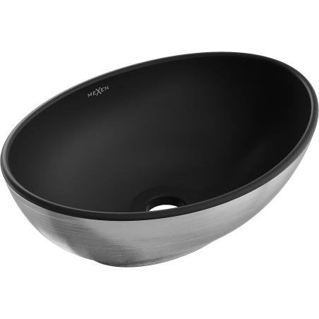 Mexen Elza countertop basin 40 x 33 cm, black matte/silver line pattern - 21014023