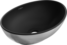 Mexen Elza lavabo da appoggio 40 x 33 cm, nero opaco/motivo linee argento - 21014023