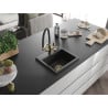 Mexen Milo 1-bowl granite sink with Duo kitchen tap, black/silver metallic - 6505-73-671701-57-G