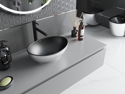 Mexen Elza countertop basin 40 x 33 cm, black matte/silver line pattern - 21014023