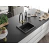 Mexen Milo granite sink 1-bowl with Duo kitchen tap, black/silver metallic - 6505-73-671701-57-B