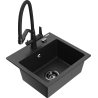 Mexen Milo fregadero de granito de 1 seno con grifo de cocina Duo, negro/plateado metálico - 6505-73-671701-70-B