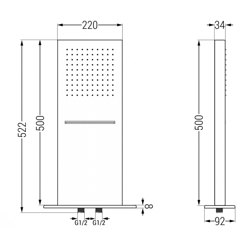 Mexen Waterfall cabezal de ducha 50 x 22 cm, negro- 79195-70