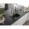 Mexen Milo 1-bowl granite sink with Duo kitchen faucet, black/gold metallic - 6505-75-671701-07