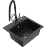 Mexen Milo granite sink 1-bowl with Duo kitchen tap, black/gold metallic - 6505-75-671701-07-B