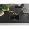 Mexen Milo fregadero de granito de 1 seno con grifo de cocina Duo, negro/dorado metalizado - 6505-75-671701-57-G