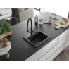 Mexen Milo granite sink 1-bowl with Duo kitchen faucet, black/gold metallic - 6505-75-671701-70-B