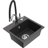 Mexen Milo fregadero de granito de 1 tina con grifo de cocina Duo, negro moteado - 6505-76-671701-07