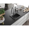 Mexen Milo granite sink 1-bowl with Duo kitchen tap, black speckled - 6505-76-671701-07-B