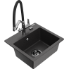 Mexen Milo évier en granit 1 bac avec mitigeur cuisine Duo, noir moucheté - 6505-76-671701-07-B
