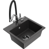 Mexen Milo granite sink 1-bowl with Duo kitchen tap, black speckled - 6505-76-671701-07-B