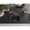 Mexen Milo granite sink 1-bowl with kitchen tap Duo, black speckled - 6505-76-671701-57-G