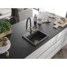 Mexen Milo granite sink 1-bowl with kitchen tap Duo, black speckled - 6505-76-671701-57-G