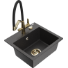 Mexen Milo granite sink 1-bowl with kitchen tap Duo, black speckled - 6505-76-671701-57-G