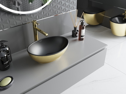 Mexen Elza countertop washbasin 40 x 33 cm, Black matt/gold line pattern - 21014027
