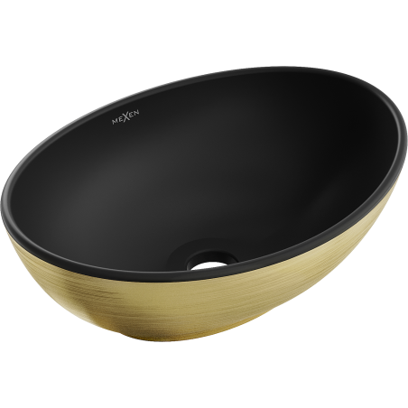Mexen Elza countertop washbasin 40 x 33 cm, black matte/gold line pattern - 21014027