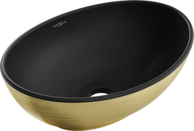 Mexen Elza countertop washbasin 40 x 33 cm, black matte/gold line pattern - 21014027