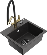 Mexen Milo lava-louça de granito de uma bacia com torneira de cozinha Duo, preto salpicado - 6505-76-671701-57-B