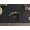 Mexen Milo 1-bowl granite kitchen sink with Duo tap, speckled black - 6505-76-671701-57-B