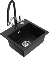 Mexen Milo lavello in granito a 1 vasca con miscelatore cucina Duo, nero - 6505-77-671701-07