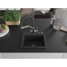 Mexen Milo granite sink 1-bowl with Duo kitchen mixer, black - 6505-77-671701-07-B