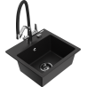 Mexen Milo granite sink 1-bowl with Duo kitchen mixer, black - 6505-77-671701-07-B