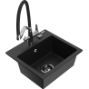 Mexen Milo lava-loiça de granito de 1 cuba com torneira de cozinha Duo, preto - 6505-77-671701-07-B