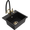 Mexen Milo 1-bowl granite kitchen sink with Duo tap, black - 6505-77-671701-57-G