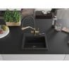 Mexen Milo granite kitchen sink 1-bowl with Duo kitchen tap, black - 6505-77-671701-57-B