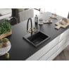 Mexen Milo granite kitchen sink 1-bowl with Duo kitchen tap, black - 6505-77-671701-57-B