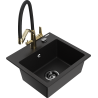 Mexen Milo granite kitchen sink 1-bowl with Duo kitchen tap, black - 6505-77-671701-57-B