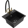 Mexen Milo lava-louça de granito de 1 bacia com torneira de cozinha Duo, preto - 6505-77-671701-57-B