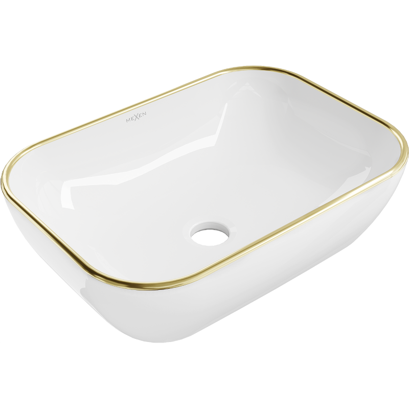 Mexen Rita countertop washbasin 45 x 32 cm, white/gold rim - 21084505