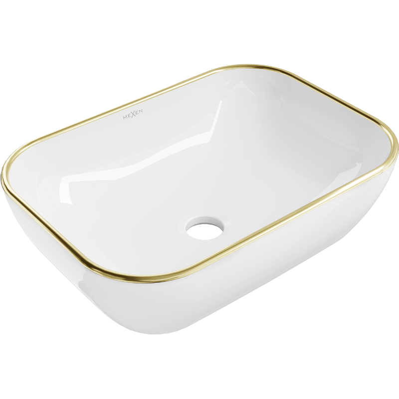 Mexen Rita lavabo da appoggio 45 x 32 cm, bianco/oro bordo - 21084505