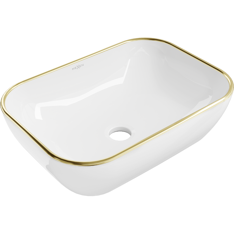 Mexen Rita lavabo sobre encimera 45 x 32 cm, blanco/oro borde - 21084505