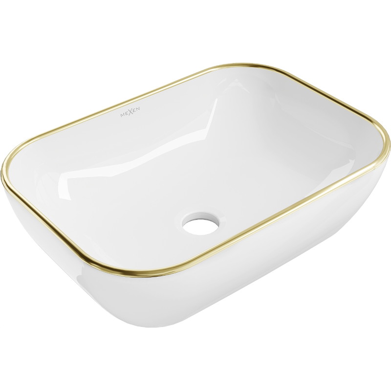 Mexen Rita umywalka nablatowa 45 x 32 cm, biała/złota rant - 21084505