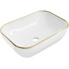Mexen Rita lavabo da appoggio 45 x 32 cm, bianco/oro bordo - 21084505