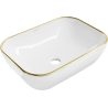 Mexen Rita lavabo de sobreponer 45 x 32 cm, blanco/borde dorado - 21084505