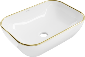 Mexen Rita lavabo sobre encimera 45 x 32 cm, blanco/oro borde - 21084505