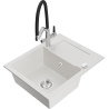 Mexen Enzo fregadero de granito de 1 tina con escurridor y grifo de cocina Duo, blanco - 6506-20-671701-07