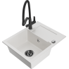 Mexen Enzo fregadero de granito de 1 compartimento con escurridor y grifo de cocina Duo, blanco - 6506-20-671701-70-B