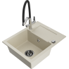 Mexen Enzo fregadero de granito de 1 cubeta con escurridor y grifo de cocina Duo, beige - 6506-69-671701-07-B