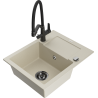 Mexen Enzo lavello in granito a 1 vasca con gocciolatoio e miscelatore da cucina Duo, beige - 6506-69-671701-70-B