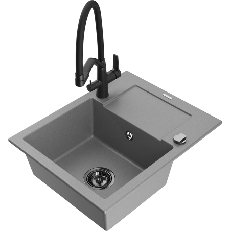 Mexen Enzo 1-Kummer Granit-Spullsteen mat Oflaafplaz a Kichenkran Duo, gro - 6506-71-671701-70-B