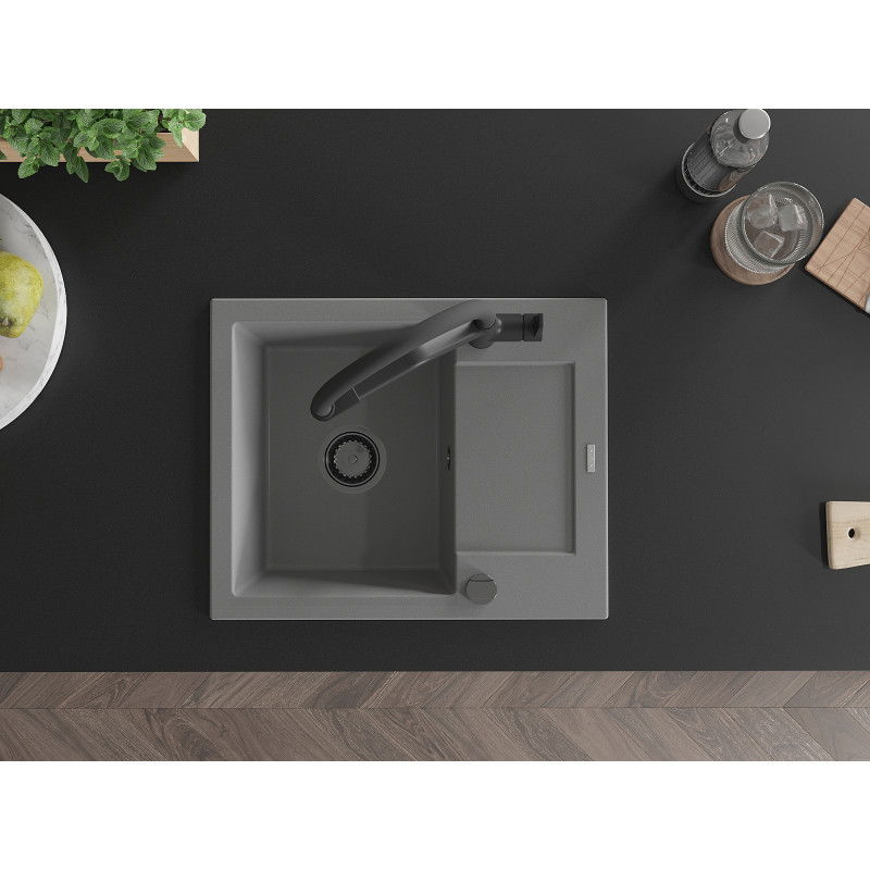 Mexen Enzo 1-Kummer Granit-Spullsteen mat Oflaafplaz a Kichenkran Duo, gro - 6506-71-671701-70-B