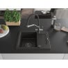 Mexen Enzo granite sink 1-bowl with drainer and Duo kitchen tap, black/gold metallic - 6506-75-671701-07-B