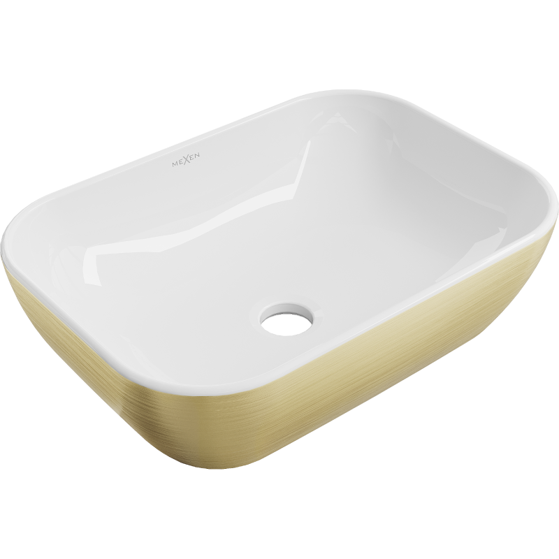Mexen Rita Aufsatzwaschbecken 45 x 32 cm, weiß/goldene Linien - 21084553