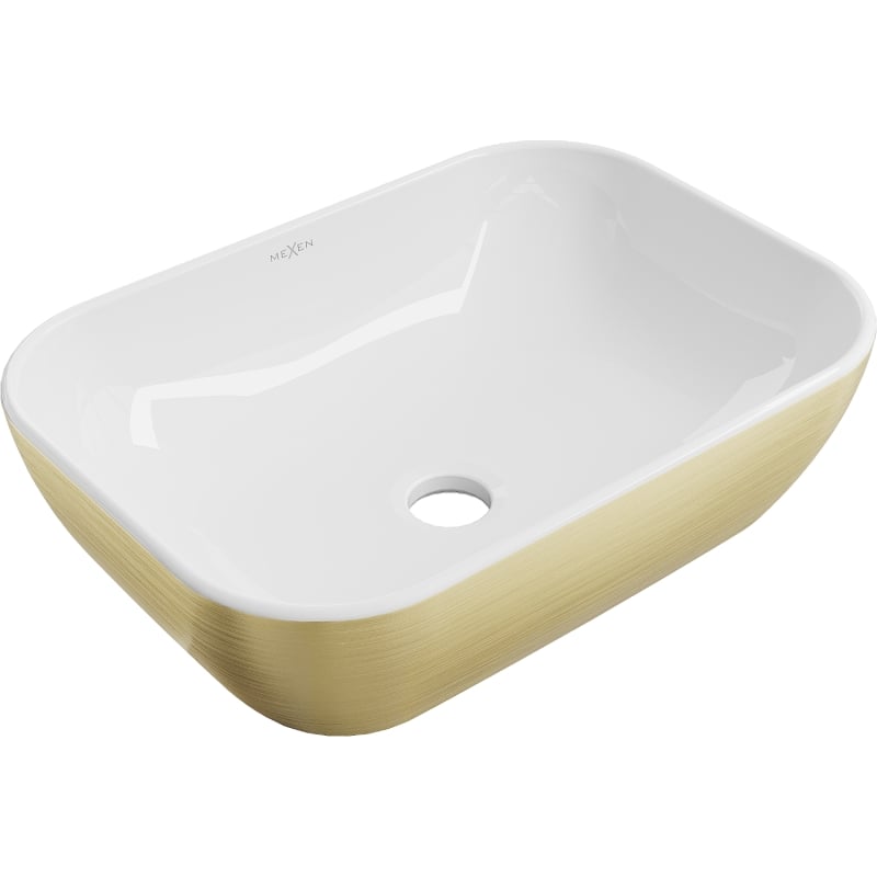 Mexen Rita lauapealne valamu 45 x 32 cm, valge/kuldne jooned - 21084553