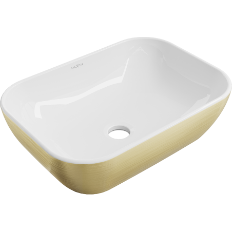 Mexen Rita Aufsatzwaschbecken 45 x 32 cm, weiß/goldene Linien - 21084553